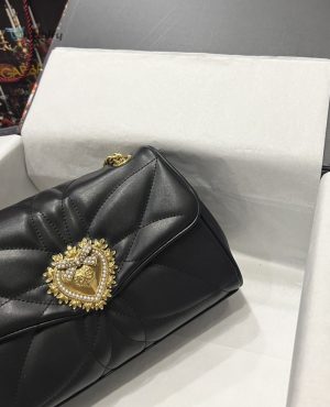 dolce gabbana large devotion shoulder bag in quilted nappa black for women 11 1