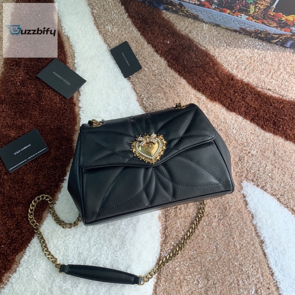 Dolce  Gabbana Medium Devotion Shoulder Bag In Quilted Nappa Black For Women 10.2In26cm Dg