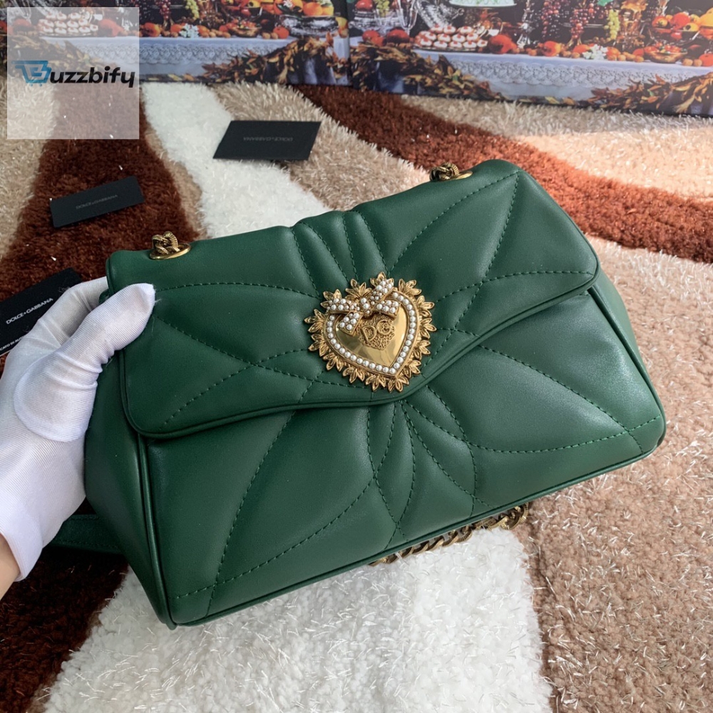 Dolce  Gabbana Medium Devotion Shoulder Bag In Quilted Nappa Green For Women 10.2In26cm Dg