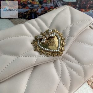 dolce gabbana medium devotion shoulder bag in quilted nappa white for women 10 13