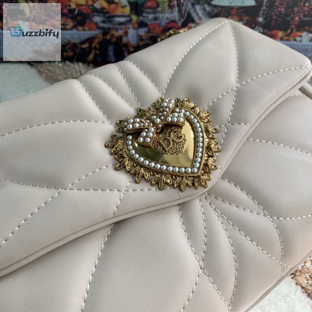 Dolce & Gabbana Medium Devotion Shoulder Bag In Quilted Nappa White For Women 10.2in/26cm DG 
