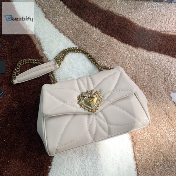 dolce gabbana medium devotion shoulder bag in quilted nappa white for women 10