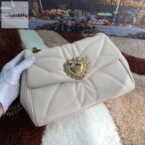 dolce gabbana medium devotion shoulder bag in quilted nappa white for women 10 8