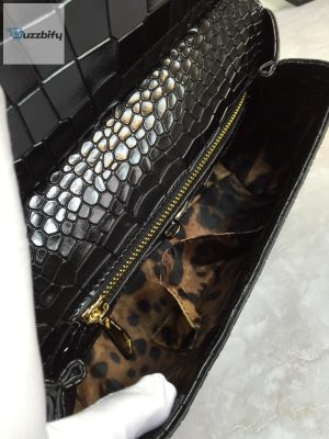 dolce gabbana medium sicily bag in foiled crocodileprint black for women 10 1