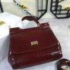 dolce gabbana medium sicily bag in foiled crocodileprint burgundy for women 10