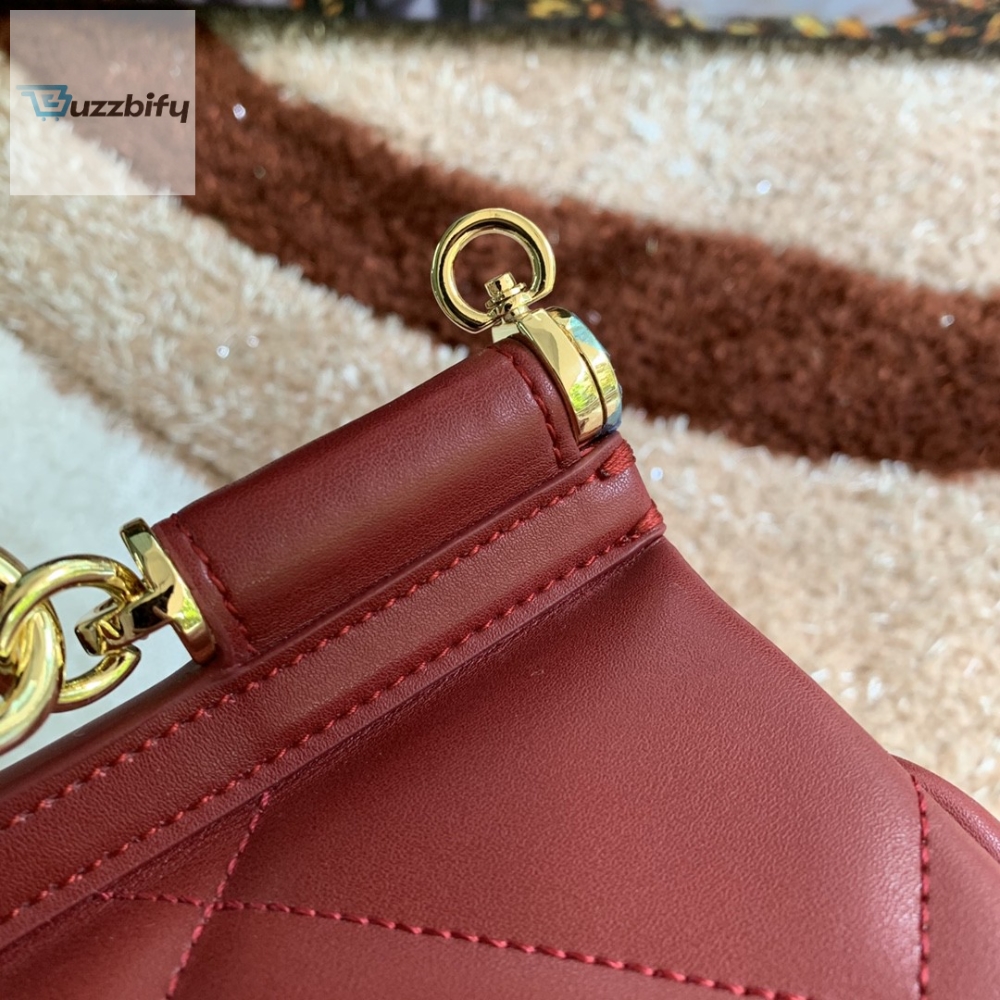 Dolce & Gabbana Medium Sicily Bag In Quilted Burgundy For Women 10.2in/26cm DG  