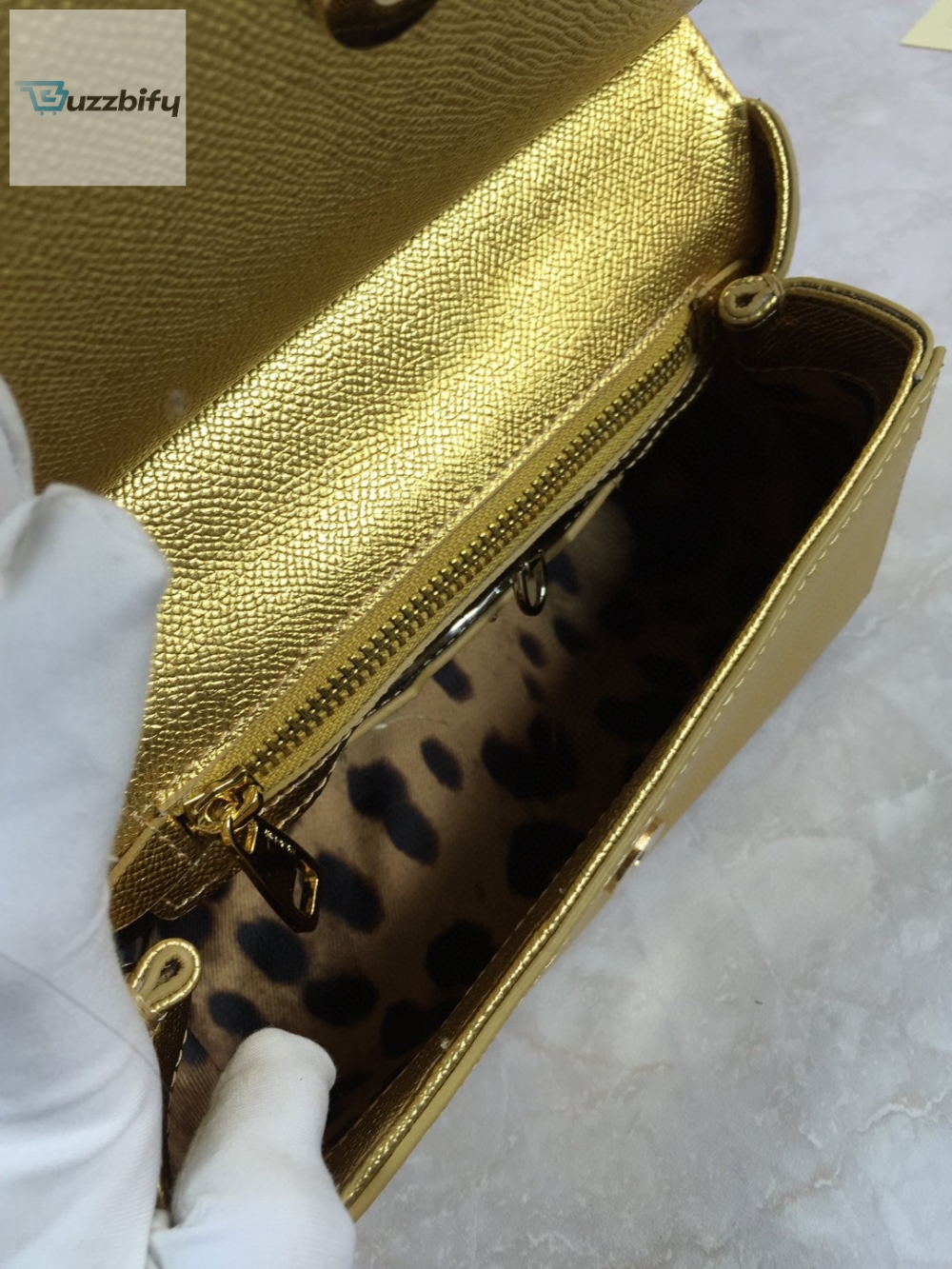 Dolce puff & Gabbana Medium Sicily Handbag In Dauphine Gold For Women 10.2in/26cm DG  