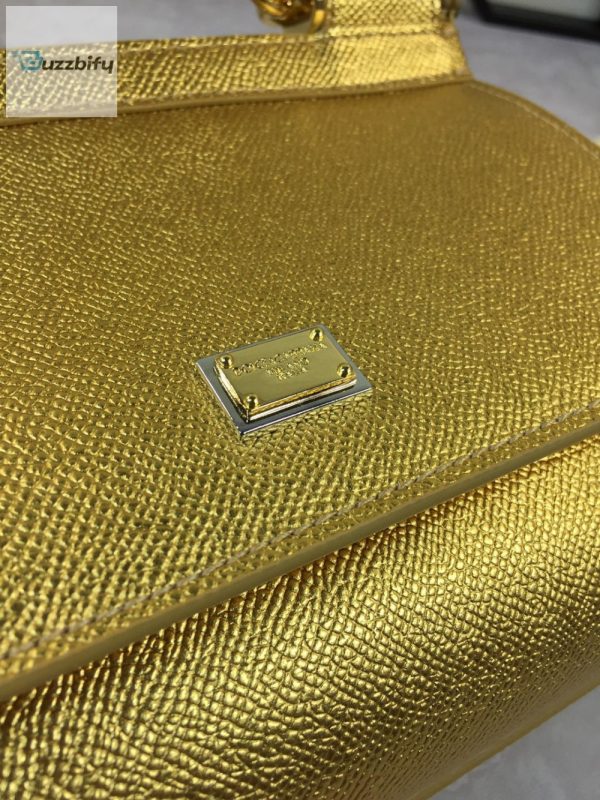 dolce puff gabbana medium sicily handbag in dauphine gold for women 10 13