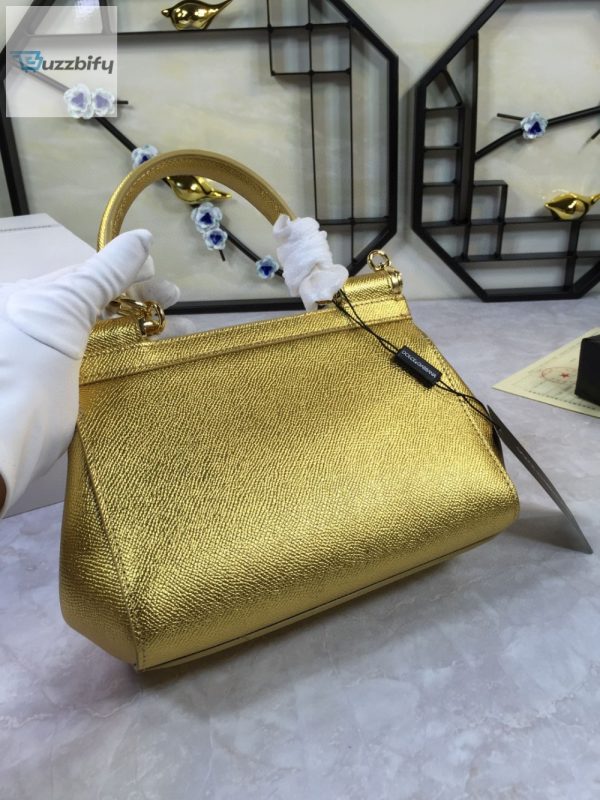 dolce puff gabbana medium sicily handbag in dauphine gold for women 10 4