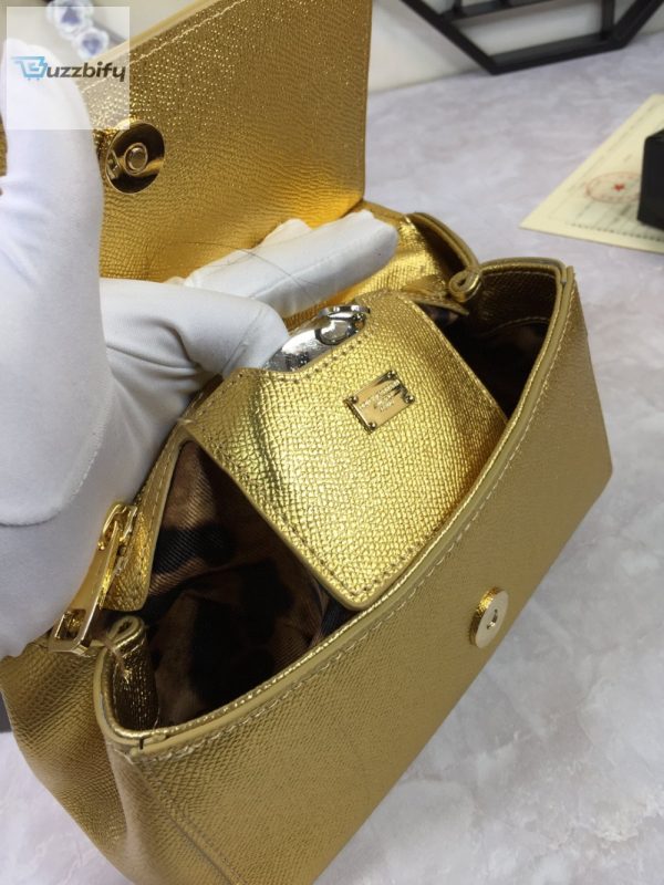 dolce puff gabbana medium sicily handbag in dauphine gold for women 10 6