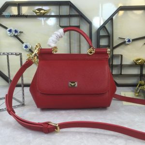 Dolce  Gabbana Medium Sicily Handbag In Dauphine Red For Women 10.2In26cm Dg Bb4347a100180303