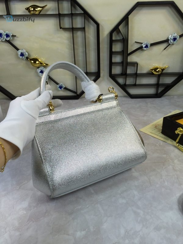 dolce gabbana medium sicily handbag in dauphine silver for women 10 11