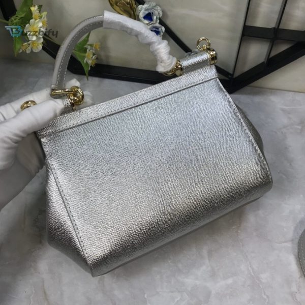 dolce gabbana medium sicily handbag in dauphine silver for women 10 15