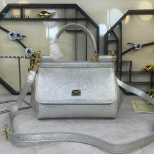 dolce gabbana medium sicily handbag in dauphine silver for women 10