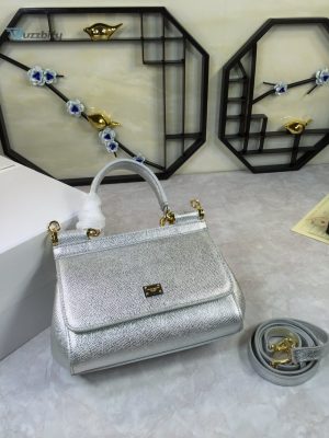 dolce gabbana medium sicily handbag in dauphine silver for women 10 8
