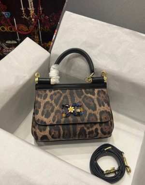 Dolce  Gabbana Sicily Bag In Leopardprint Pony Hair Multicolour For Women 7.9In20cm Dg