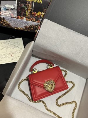 dolce gabbana small devotion bag in plain red for women 7