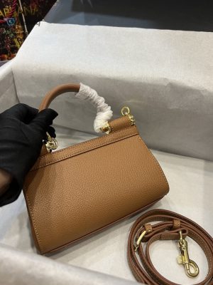 dolce gabbana small sicily bag in dauphine brown for women 7 1