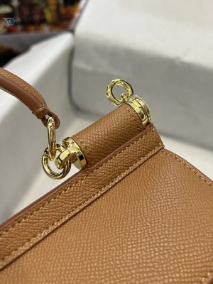 dolce gabbana small sicily bag in dauphine brown for women 7 10