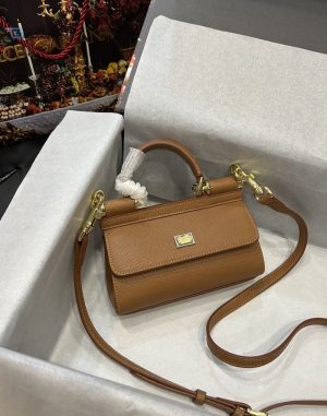 dolce gabbana small sicily bag in dauphine brown for women 7