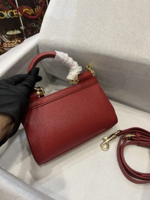 Dolce  Gabbana Small Sicily Bag In Dauphine Red For Women 7.5In19cm Dg