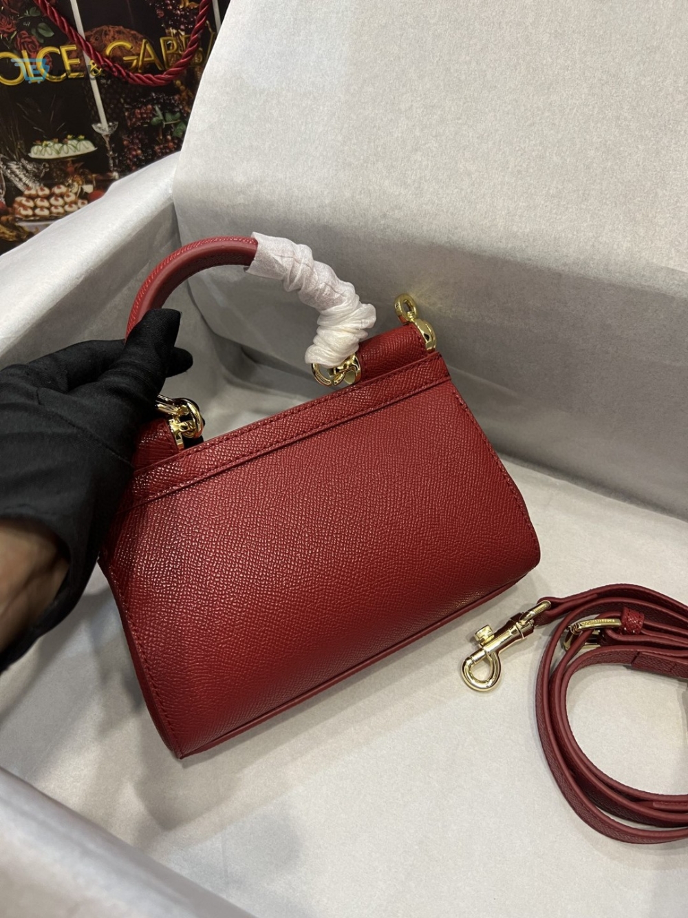 Dolce & Gabbana Small Sicily Bag In Dauphine Red For Women 7.5in/19cm DG 