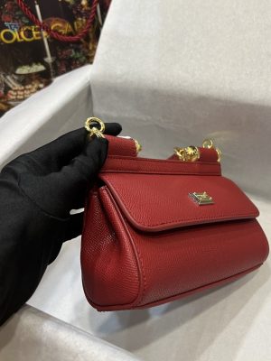 dolce gabbana small sicily bag in dauphine red for women 7 4