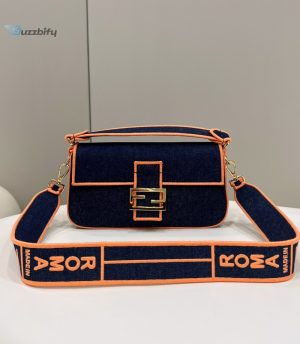 fendi baguette blue denim orange border bag for woman 26cm10in buzzbify 1