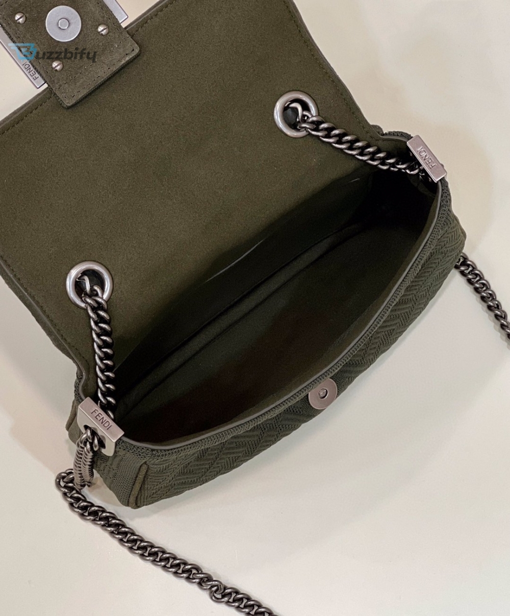 Fendi Baguette Chain Midi Green FF Fabric Bag For Woman 14.5cm/6in 8BR793AHW5F1F2L 