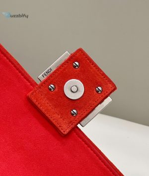 fendi baguette chain midi red ff fabric bag for woman 14 11