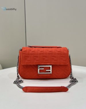 fendi baguette chain midi red ff fabric bag for woman 14
