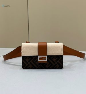 fendi baguette pouch brown fabric beige pouch for woman 16cm6in buzzbify 1
