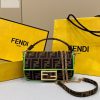 fendi baguette small brown fabric green bpointed bag for woman 18cm7in buzzbify 1