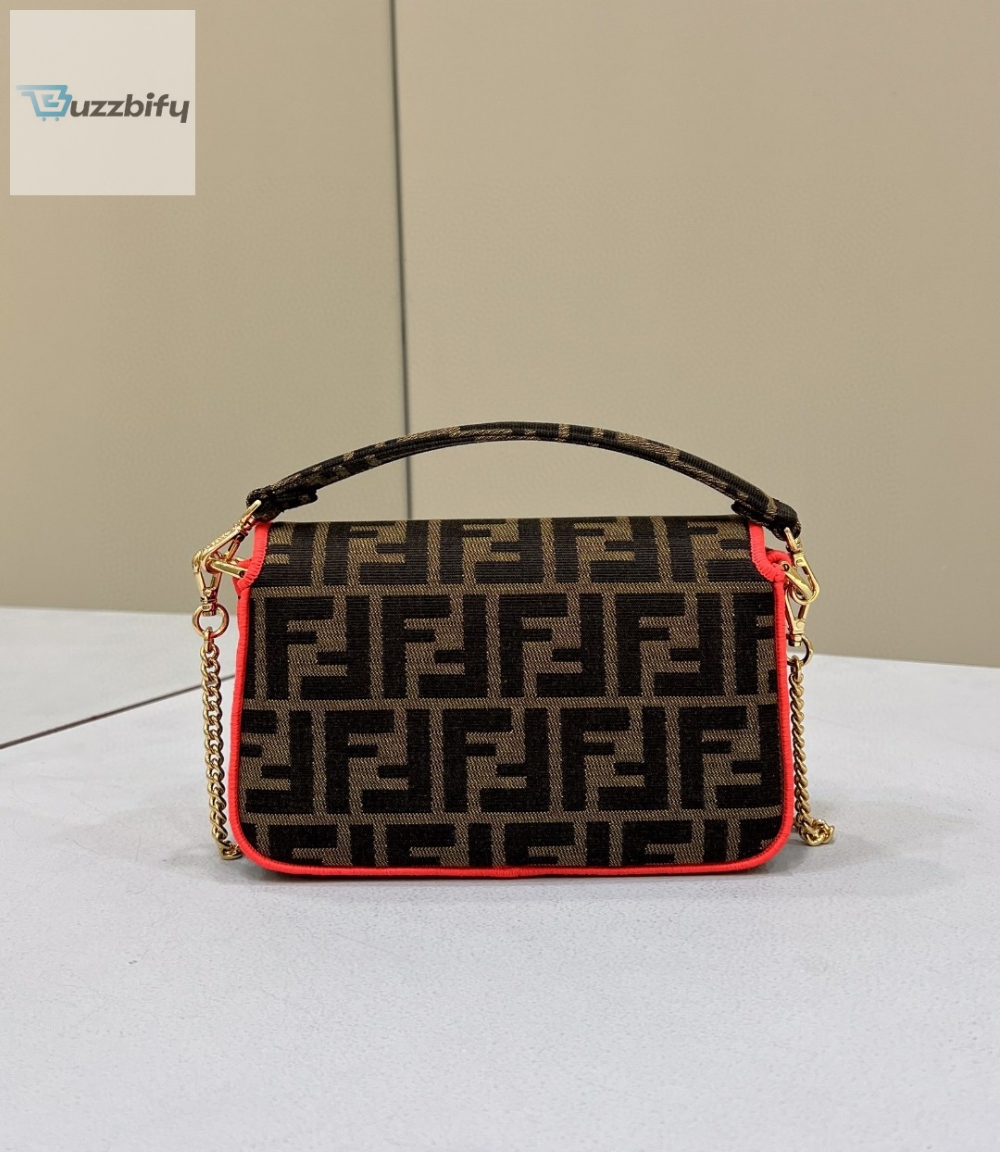 Fendi Baguette Small Brown Fabric Orange Border Bag For Woman 18Cm7in
