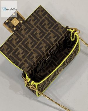 fendi baguette small brown fabric yellow border bag for woman 18cm7in buzzbify 1 1