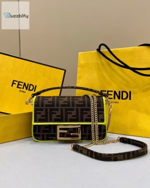 fendi baguette small brown fabric yellow btwo-way bag for woman 18cm7in buzzbify 1