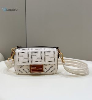 fendi baguette white with embroidery small bag for woman 21cm8in buzzbify 1