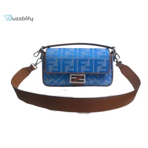 Fendi Denim Bag With Ff Embroidery Blue For Women 26Cm  10.2In