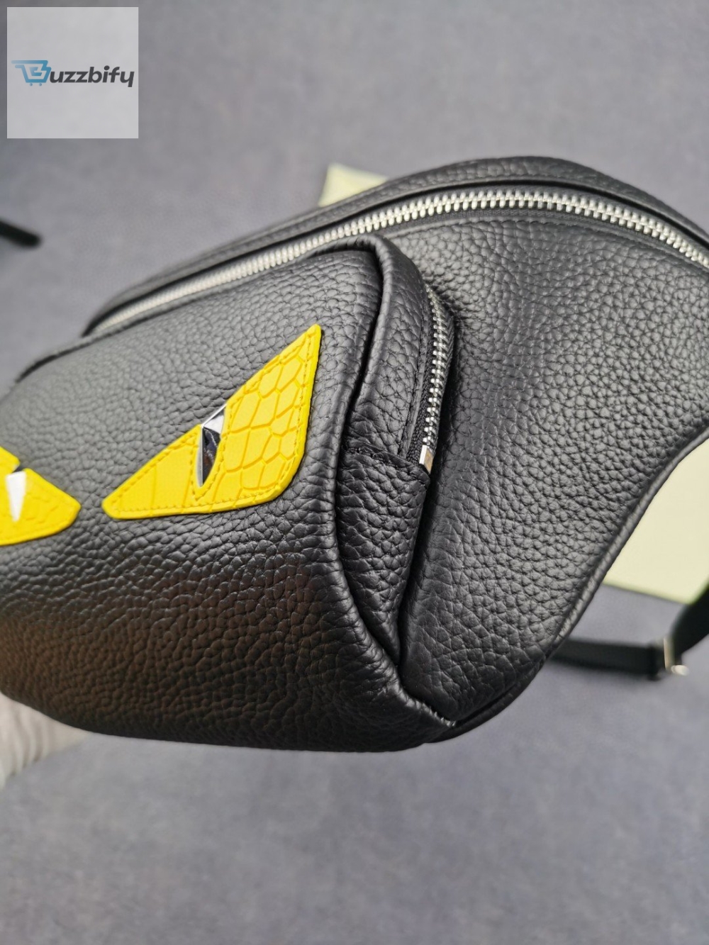 Fendi Little Monster Belt Bag Black/Yellow For Men, Men’s Bags 7.9in/20cm FF 