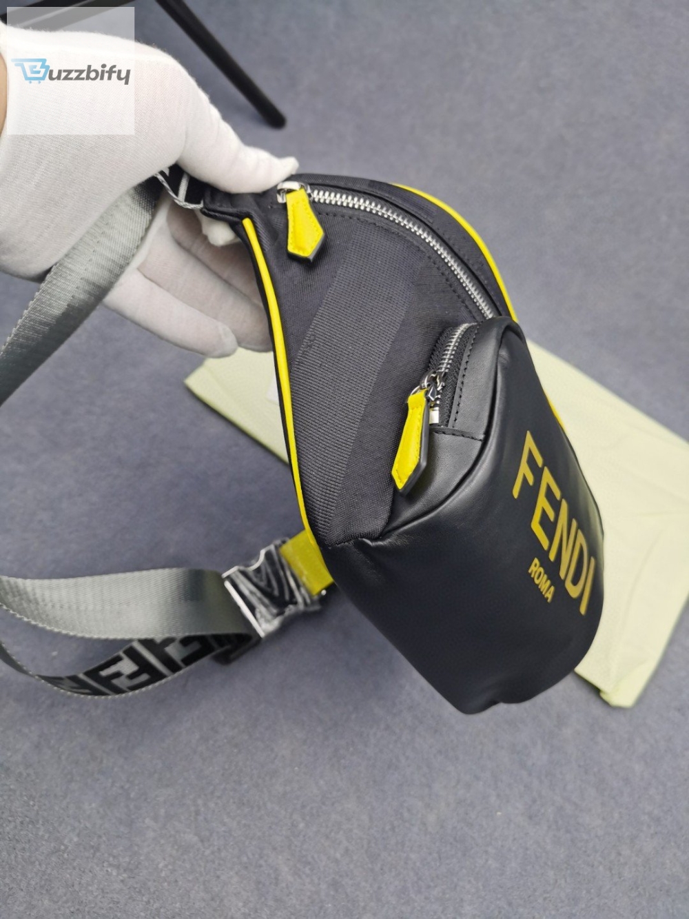 Fendi Little Monster Belt Bag Black/Yellow/Gray For Men, Men’s Bags 7.9in/20cm FF 