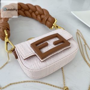 Fendi Nano Baguette Maxi Handle Pink And Brown Bag For Woman 6.5Cm2.5In