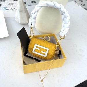 fendi nano baguette maxi handle yellow and white bag for woman 65cm2 1