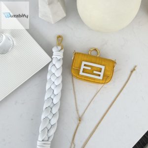 Fendi Nano Baguette Maxi Handle Yellow And White Bag For Woman 6.5Cm2.5In