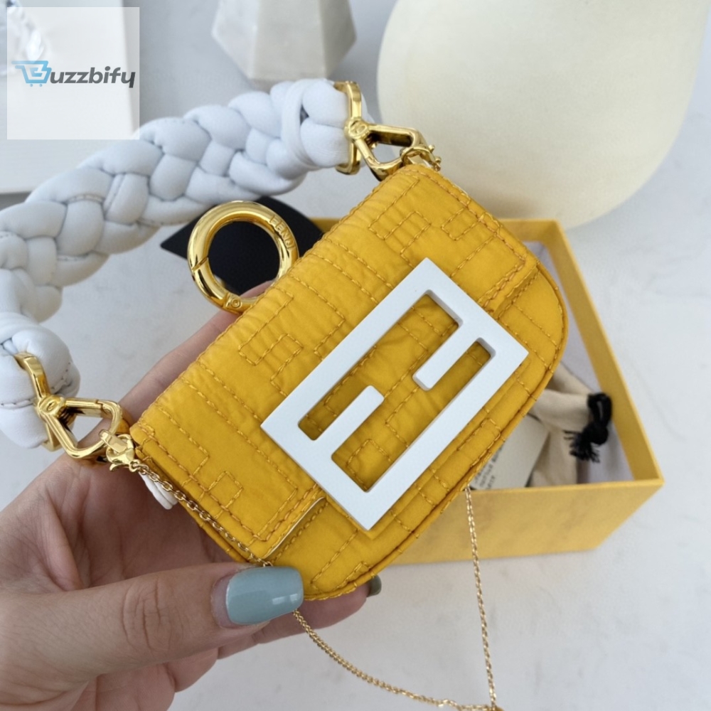 Fendi Nano Baguette Maxi Handle Yellow and White Bag For Woman 6.5cm/2.5in 
