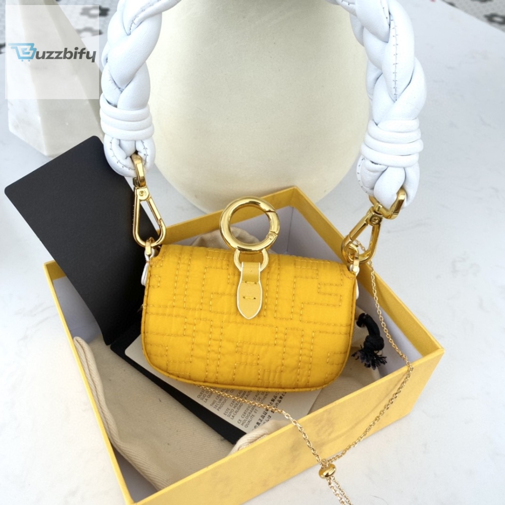 Fendi Nano Baguette Maxi Handle Yellow and White Bag For Woman 6.5cm/2.5in 