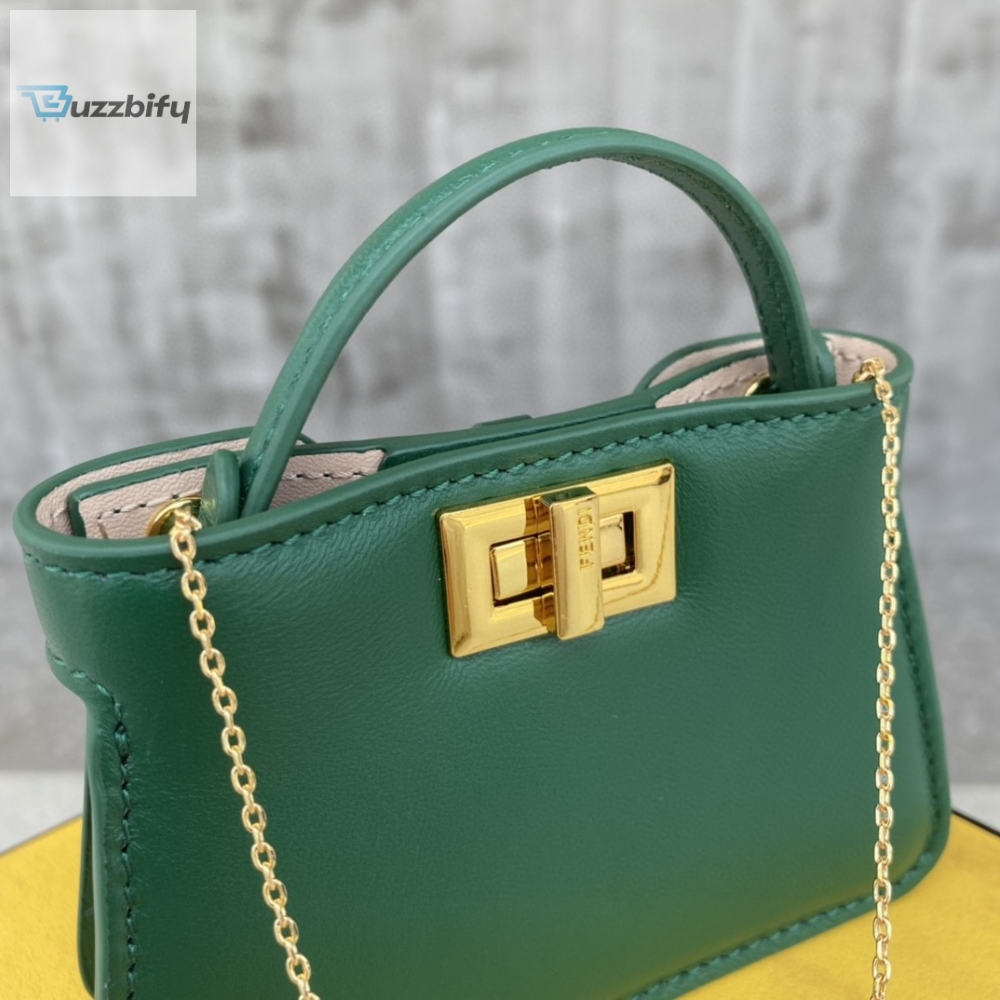 Fendi ecrue Nano Peekaboo Charm Crossbody Green Bag For Woman 12cm/4.5in 