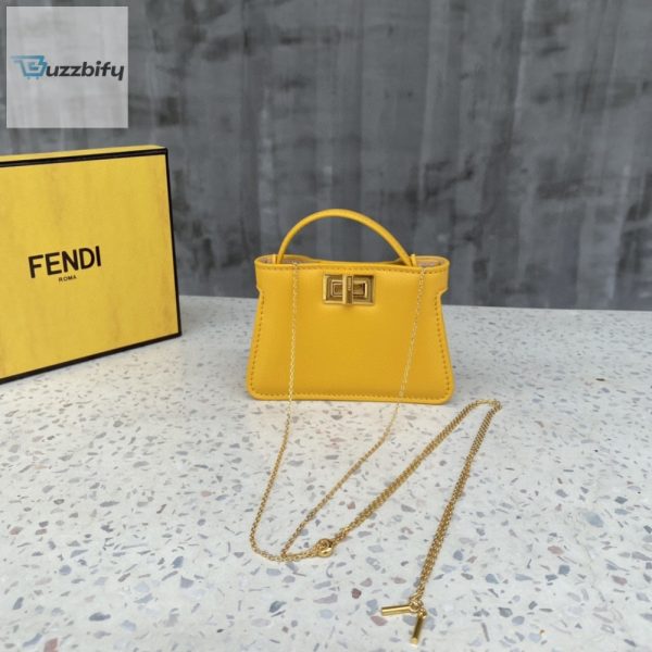 fendi turtleneck nano peekaboo charm crossbody yellow bag for woman 12cm4 12