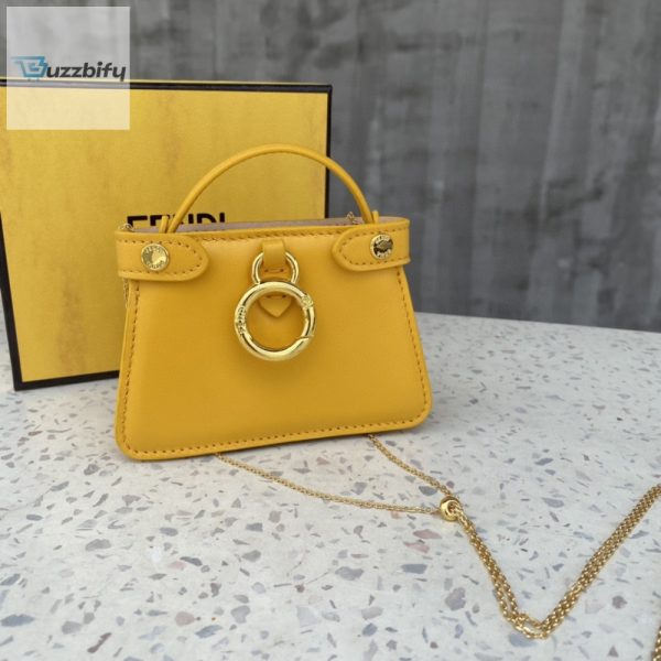 fendi turtleneck nano peekaboo charm crossbody yellow bag for woman 12cm4