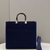 fendi sunshine medium navy blue ff fabric shopper bag for woman 31cm12in buzzbify 1