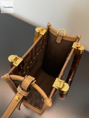 fendi sunshine shopper brown ff fabric brown mini bag for woman 13cm5in buzzbify 1 1